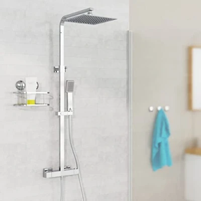 Imagen de EISL DX1104CST Calvino Sistema Lluvia con Soporte de Pared y termostato, Columna Ducha, Cromado