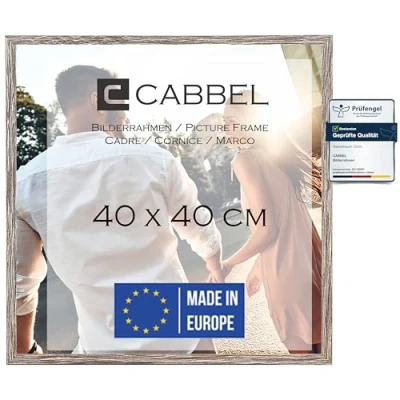 Imagen de CABBEL marco 40x40 cm, Roble Oscuro, de madera MDF resistente, cristal Plexi inastillable, para colgar, ideal fotos/cuadros/collage