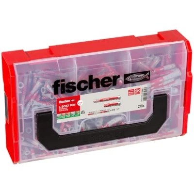 Imagen de fischer 539867 Juego de Tacos universales (210 Piezas), Fixtainer Duopower Mordaza Profunda, Set