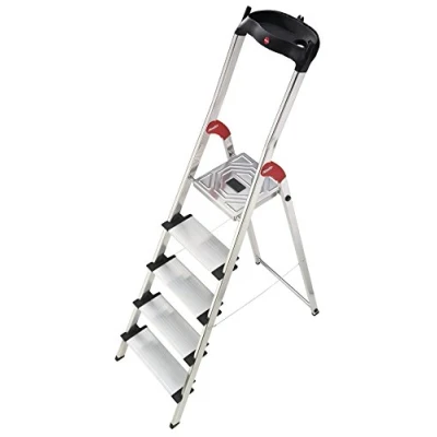 Imagen de Hailo 5_8815 001 Escalera de Tijera Aluminio Ancho XXL EasyClix (5 peldaños), Gris