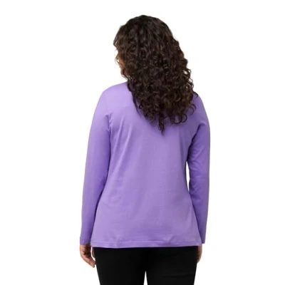 Imagen de Ulla Popken Langarm Shirt Camisetas, Lila Azul, 56 ES/58 ES para Mujer