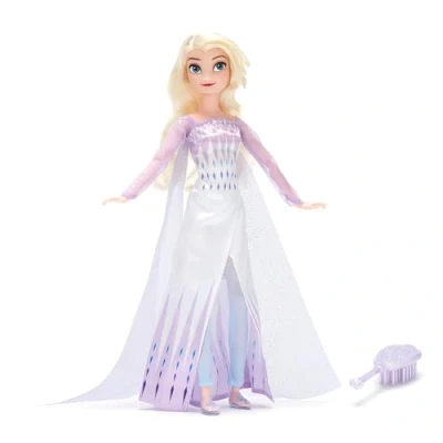 Imagen de Disney Store Official, Frozen 2, Elsa, muñeca clásica, 29 cm, de Princesa Totalmente posable con Atuendo Azul Claro, Incluye Cepillo Juguete, para Mayores 3 años