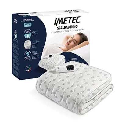 Imagen de Imetec Adapto Calientacamas individual 150x80 cm, 100% algodón, tecnología patentada, rápido calentamiento, sistema de protección Electro Block, 2 mandos con 6 niveles temperaturas