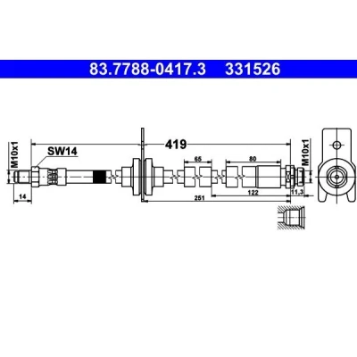 Imagen de ATE 83.7788 0417.3 Latiguillos de Freno 419 M10x1 FORD: FOCUS 3 Turnier