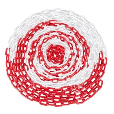 Imagen de Relaxdays Cadena de Plástico para Señalización, Barrera Obras, Valla Aparcamientos, Colas, 10 m, Rojo/Blanco