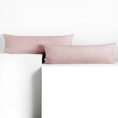 Imagen de DecoKing 2 Fundas de Almohada 40 x 145 cm, algodón Jersey con Cremallera, Color Lila ámbar