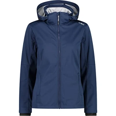 Imagen de CMP Chaqueta softshell ligera para mujer con capucha desmontable, Hielo azul, M