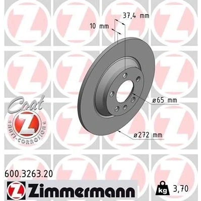 Imagen de ZIMMERMANN 600.3263.20 Disco de freno 272 10 6/5 5 100 macizo revestido VOLKSWAGEN: Polo VI, AUDI: A1 Sportback