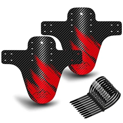 Imagen de NICEDACK Guardabarros MTB, Bicicleta Montaña, MTB Mudguard Delantero y Trasero Compatible se Adapta a 26&quot; 650B 27,5&quot; 29 Pulgadas de Bici Fat Mud Guard (Rojo)