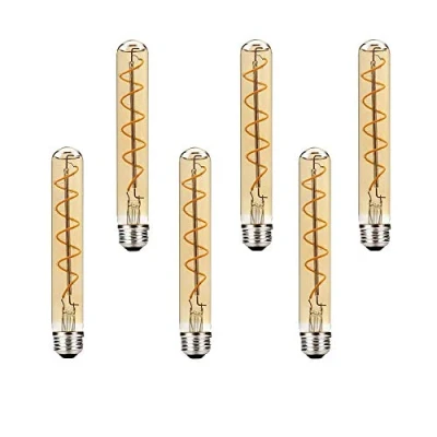 Imagen de BAISHICHENG Bombillas LED de Filamento T30 E27 Blanco Cálido 2700K,Tubo Largo 185mm Bombilla Retro Tubo Decorativo 4W(Reemplazo Halógena 40W) 6Paquetes