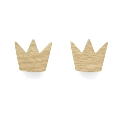 Imagen de Tiradores de muebles con diseño cuento hadas, para infantiles, madera roble sin tratar, pomo botón espacio cómoda armario cajón puerta habitación los niños, regalo (2 corona)