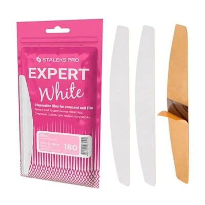 Imagen de STALEKS PRO 50 pcs Recambio de limas uñas adhesivas desechables con forma media luna. Expert. (Grano 180)