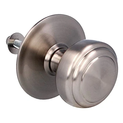 Imagen de Amig Pomo Mod 12 Plateado Redondo de Latón Macizo con Acabado Cromado Mate para Puertas Exteriores Entrada Diámetro Tirador Ø70 mm · Altura 68,5 Incluye Tuerca Fijación