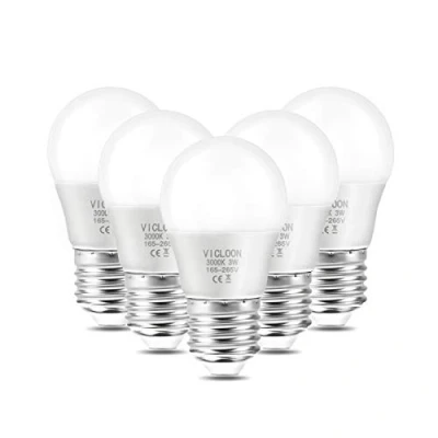 Imagen de Vicloon E27 Bombilla LED G45, 3W equivalente a 25W, 280LM 3000K Blanco Cálido Lámpara LED, No Regulable, Angulo de haz 180, AC 220 240V Pack 5 Unidades
