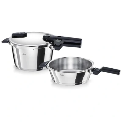Imagen de Fissler Vitaquick Juego de 3 ollas a presión (1 olla 4,5 l y 1 sartén 2,5 22 cm diámetro), inducción