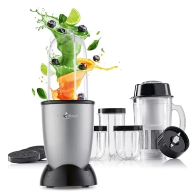 Imagen de GOURMETmaxx Mr. Magic Batidora con pack de accesorios XXL 18 piezas tapas herméticas Procesador alimentos para batidos, smoothies, etc.