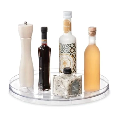 Imagen de iDesign Plato giratorio para cocina, organizador de armarios extragrande plástico libre BPA, especiero guardar especias y tarros en la despensa, transparente
