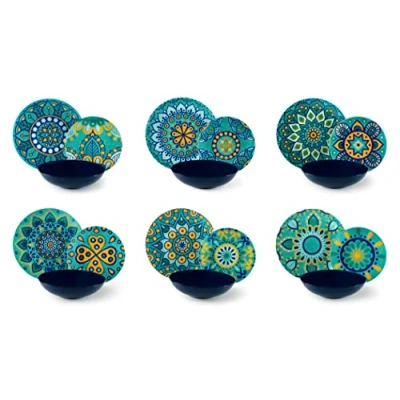 Imagen de Excelsa Mandala Mediterraneo Vajilla de 18 piezas porcelana, multicolor