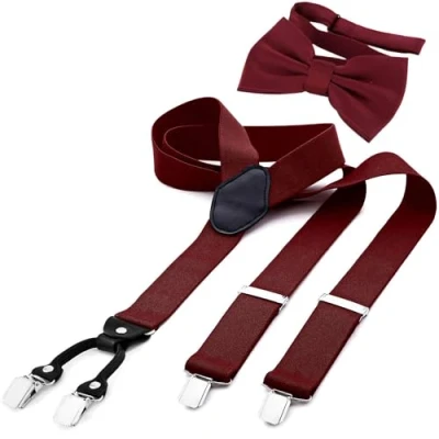 Imagen de DonDon Set de tirantes y pajarita para hombre, forma Y, ancho 3,5 cm, hecho a mano Elegante accesorio boda, fiesta, smoking Azul noche