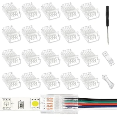 Imagen de EPLZON 5Pin 12mm Conector de Tira LED rápido luz Cinta conectores sin Soldadura para monocromática SMD 5050/5630 10mm Ancho(20piezas)