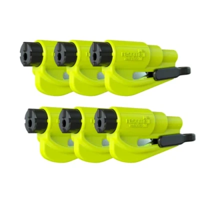 Imagen de resqme El Llavero de Emergencia Original Herramienta Escape automóvil, Cortador cinturón Seguridad 2 en 1 y rompeventanas, Fabricado EE. UU., Paquete 6