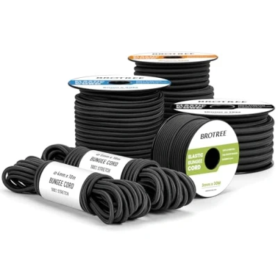Imagen de Brotree Cuerda Elástica 6mm 20m de Goma para Lona Remolque Piscina Negro