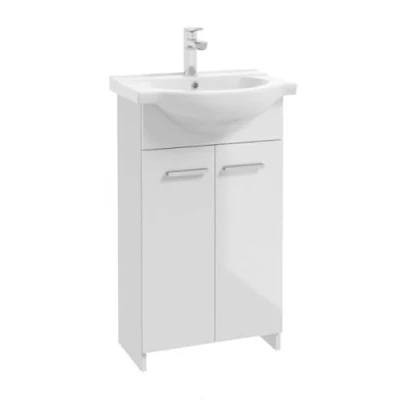 Imagen de Deftrans Domodomo Mueble de baño con lavabo, 85 x 45 26 cm, color blanco, lavabo cerámica, armario pie para pequeño
