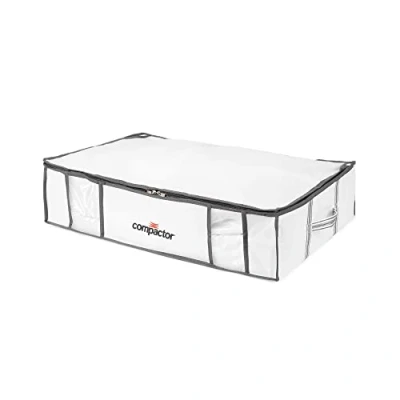 Imagen de Compactor Caja almacenaje al vacío ropa, edredones, nórdicos, almohadas. Talla L. Organizador armario con bolsa ropa integrada, compresión aspiradora. Ahorra espacio. Blanco