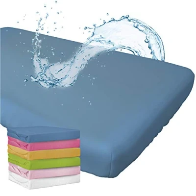 Imagen de WhizProducts Sábana bajera ajustable con protector de colchón integrado, 70 x 140 cm, color azul
