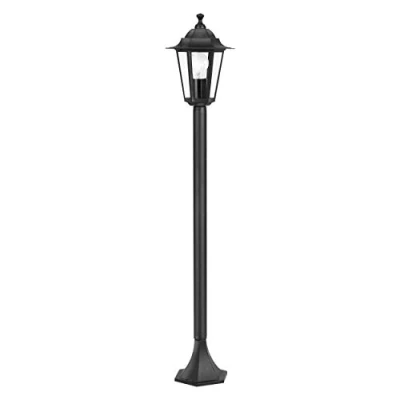 Imagen de Eglo Laterna 4 lámpara de pie para exterior 1 foco, aluminio fundido en negro y cristal transparente, casquillo E27, IP44