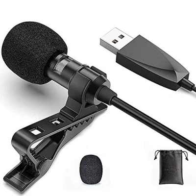 Imagen de ANCLLO Micrófono USB Lavalier Omnidireccional Solapa Manos Libres Camisa Collar Clip para Cámara, Smartphone,Vivo Podcast, Entrevista,Teleconferencia/Aprendizaje, Juegos