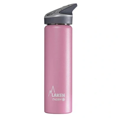 Imagen de Botella de Agua Térmica al Vacío Acero Inoxidable Doble Pared Laken (0,75L Rosa) Tecnología 24 Horas Frío Ideal para Trabajo o Deporte Cierre Hermético y Uso Vertical