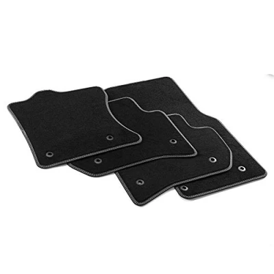 Imagen de MTM PRO 7031 Alfombrillas para Jaguar F Pace (X761) 04.2016 , Land Rover Range Velar 09.2017 a Medida en Terciopelo de Nylon, Bordes Similcuero y Pespunte Dobles Cromada