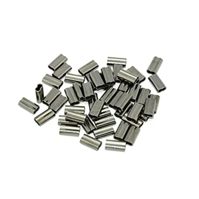 Imagen de Conectores De Tubo Línea Pesca, Crimp Sleeves, Manguito Doble Barril Crimpado, 200 Piezas Manguitos Engarzados Cobre 1,2 Mm y 0,8 Mm, Adecuado para Prensar, Hilo Pescar con Férula