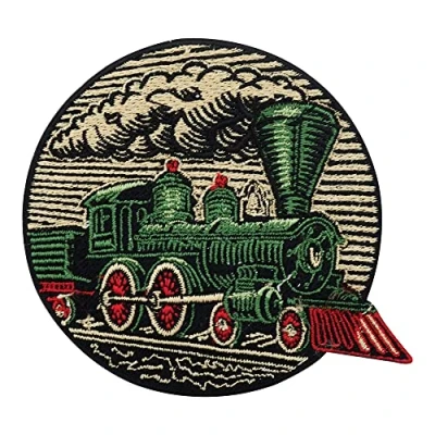 Imagen de Finally Home Parche redondo para planchar con el tren de ferrocarril parches niños, locomotora, niños