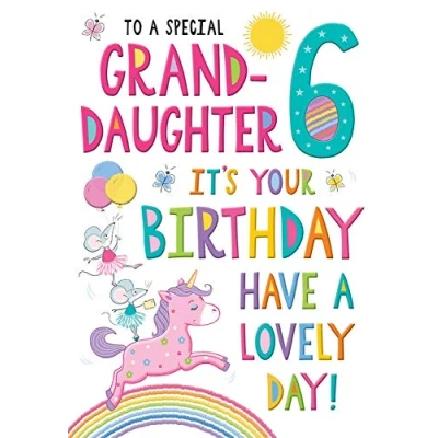 Imagen de Tarjeta de cumpleaños juvenil 6 años para nieta 9 x pulgadas Regal Publishing