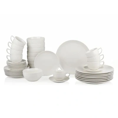Imagen de alpina Vajillas Completas para 8 Personas Platos Vajilla de 40 Piezas con Desayuno, Cena, Cuencos, Tazas y Apto Lavavajillas Microondas Blanco