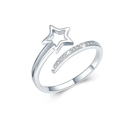 Imagen de anillo ajustable de plata ley 925 con diseño estrella la suerte, dedo ajustable, regalo cumpleaños para mujeres y niñas