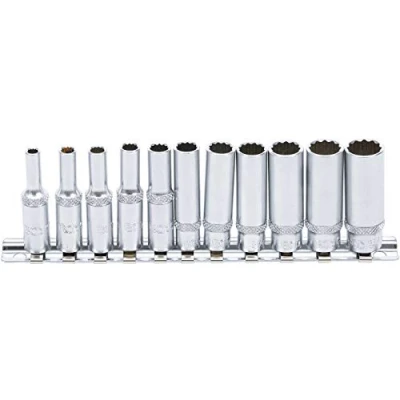 Imagen de BGS 5251 Juego de llaves vaso 12 caras, largas entrada 6,3 mm (1/4&quot;) 4 13 11 piezas
