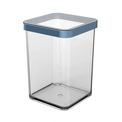Imagen de Rotho Loft caja de almacenamiento cuadrada 1l con tapa y sello, Plástico (SAN) sin BPA, azul/transparente, (10.0 x 10.0 14.2 cm)