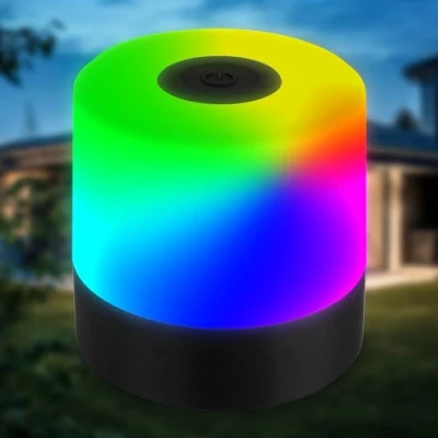 Imagen de B.K.Licht Mini RGBW LED lámpara de mesa inalámbrica IP44 con toque, cambio color, batería recargable, cable USB C, cabecera, decorativa, LED, 7x7 cm, negro