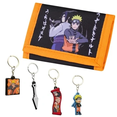 Imagen de Naruto Llavero y Cartera para Niños Set 6 Figuras, Anime Niños, Llaveros Originales Regalos (Multicolor Cartera/Llaveros)