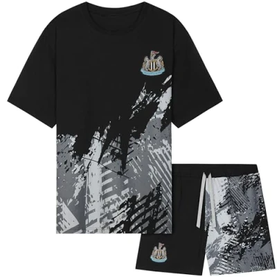 Imagen de Get Trend Newcastle United F.C. Pijama Hombre Verano Conjunto de Futbol Corto Suave Ropa Dormir Regalo para Él (XL, Negro Newcastle)
