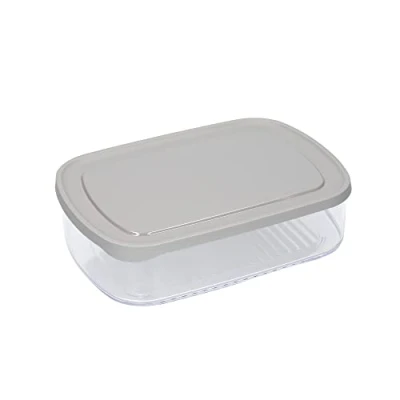 Imagen de MasterClass Caja de almacenamiento para nevera queso con tapa, recipiente hermético grande trozos y rebanadas tapa gris congelador, 1700 ml