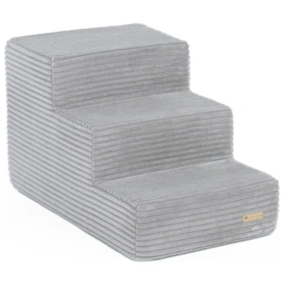 Imagen de Velinda Escaleras para Perros y Gatos, de Espuma, 3 peldaños, adiestramiento (Color: Gris (Pana))