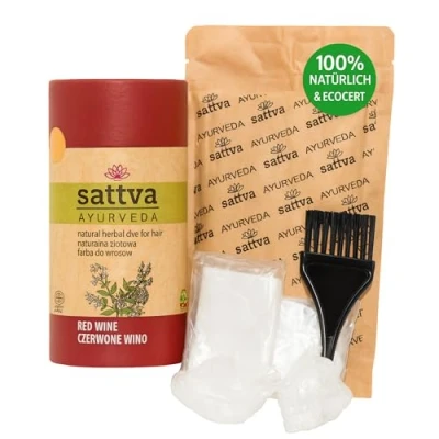 Imagen de Sattva Ayurveda Tinte de pelo natural para alérgicos, color vegetal orgánico natural, volumen y brillo ECOCERT (Red Wine)