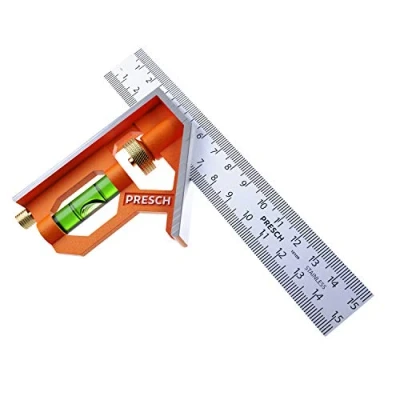 Imagen de Presch Escuadra Combinada Carpintería 150 mm Universal de Metal Precisa y Fácil Manejo con Tope Regla Herramienta para Trazar Medición Profesional