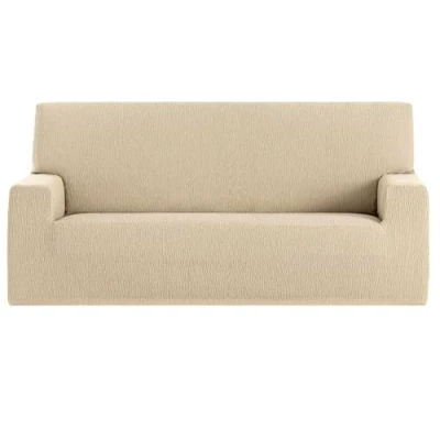 Imagen de GFD Funda Cubre Sofá Lisa Ajustable 3 Plaza 170 220cm, Protectora Elástica Antimanchas Lavable, Fundas Duradera Perros Gatos Mascotas (Beige)
