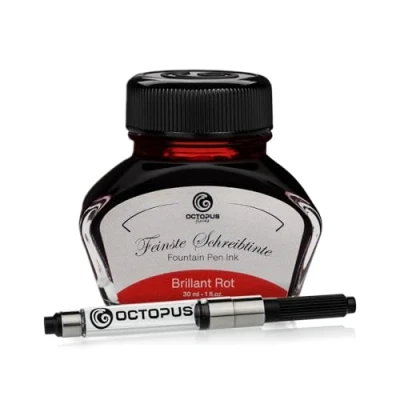 Imagen de Octopus Fluids Brillant Rot tinta para escribir con convertidor incluido, pluma estilográfica, 30 ml Rojo