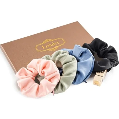 Imagen de Lolalet Coletero para Cabello con Bolsillo, Goma Suave de Pelo Cierre Cremallera Scrunchies Lazo Elástico Fuerte Mujeres y Chicas Grueso Rizado Estilo B